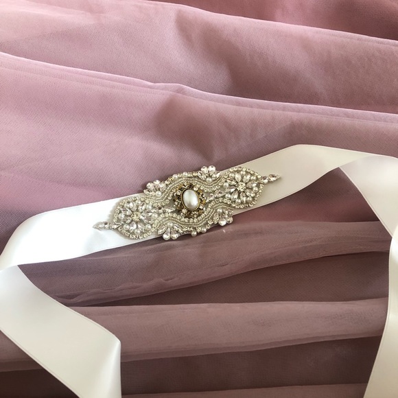 Bridal Belt- satin beaded belt - Picture 2 of 2
